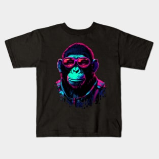 Digitally Distressed Space Chimp Kids T-Shirt